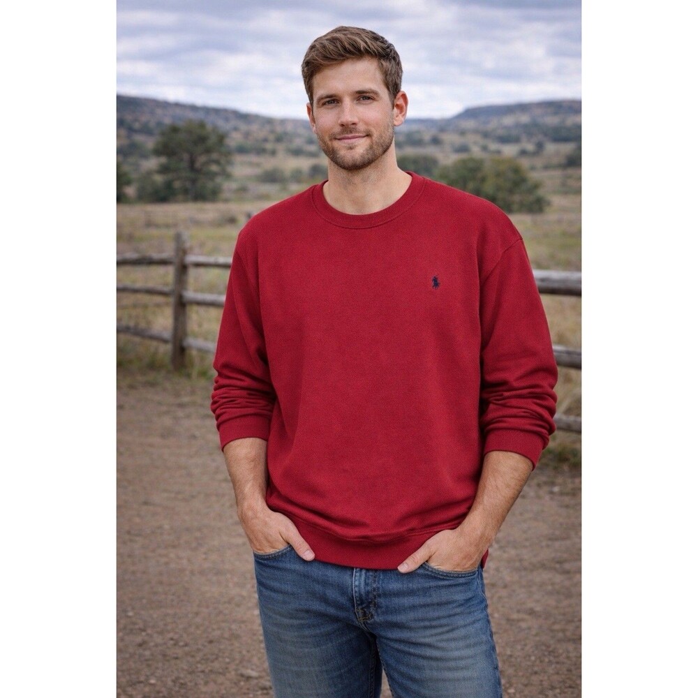 Polo Ralph Lauren Red Crewneck Sweatshirt Mens Large Pony Logo